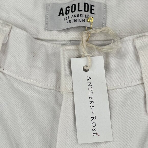 Agolde Riley‎ High Rise Straight Crop STRETCH Women's 29 in Sour Cream White - Picture 3 of 9